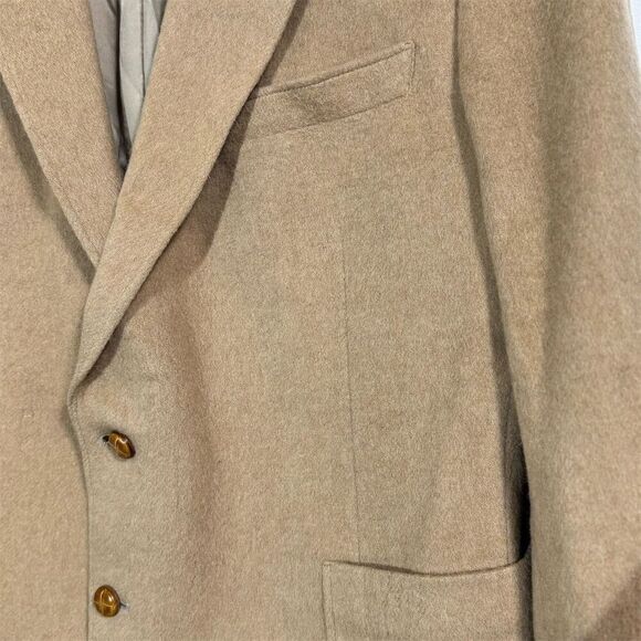 Vintage Étienne Caron Camel Hair Wool Blazer 42R Tan Sport Coat Made in Korea - Picture 13 of 14